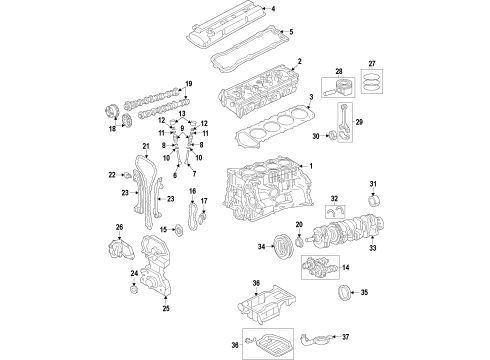 2014 Nissan Rogue Engine Parts, Mounts, Cylinder Head & Valves, Camshaft & Timing, Variable Valve Timing, Oil Pan, Oil Pump, Balance Shafts, Crankshaft & Bearings, Pistons, Rings & Bearings CAMSHAFT Assembly (Exhaust) Diagram for 13020-3TA1C