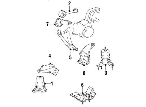 1992 Toyota Camry Engine & Trans Mounting Bracket, Engine Mounting Control Diagram for 12313-74040