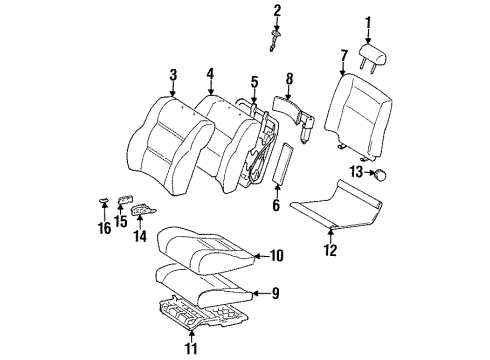 1995 Toyota Land Cruiser Seat Components Spring Assy, Front Seat Cushion, RH(For Separate Type) Diagram for 71610-60150