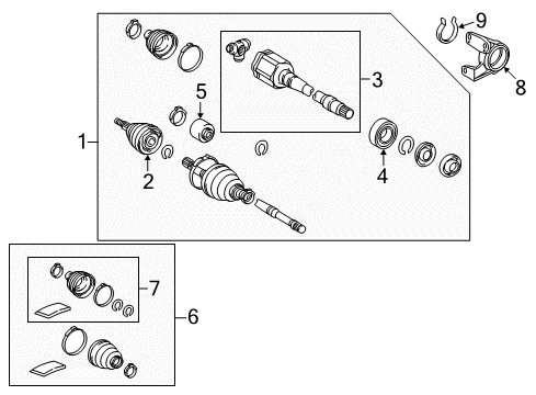 2017 Toyota RAV4 Drive Axles - Front Inner Boot Diagram for 04437-33070