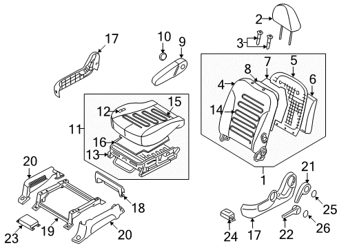 2007 Hyundai Entourage Front Seat Components Warmer-Seat Cushion Diagram for 88199-4D010