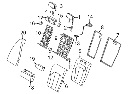 2022 BMW 228i xDrive Gran Coupe Rear Seat Components FOAM PADDING, BACKREST, LEFT Diagram for 52207486287