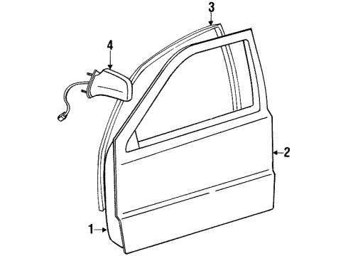 1997 Jeep Grand Cherokee Front Door & Components, Outside Mirrors Driver Side Mirror Outside Rear View Diagram for 55154803