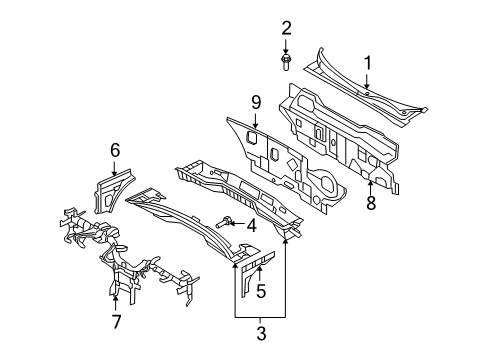 2008 Hyundai Sonata Cowl Pad Assembly-Isolation Dash Panel Diagram for 84120-0A000