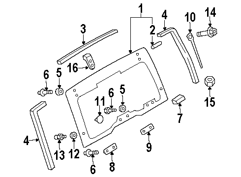 1998 Isuzu Rodeo Tail Gate Patch, Hinge Diagram for 8-97125-000-0
