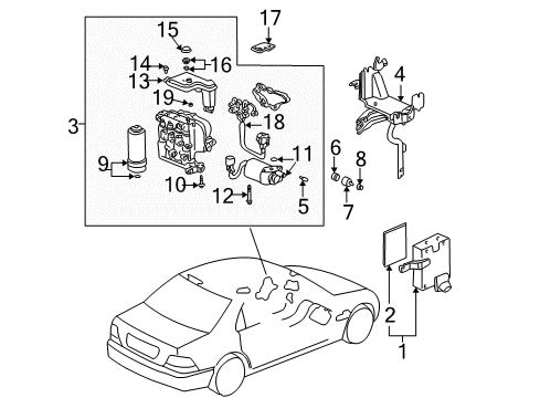 1996 Acura RL ABS Components ABS Unit Diagram for 39790-SZ3-A11
