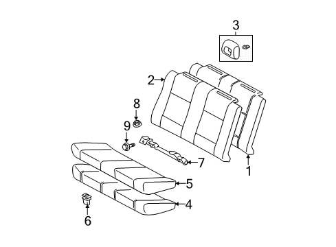 2007 Toyota Solara Rear Seat Components Cushion Cover Diagram for 71075-06231-A2