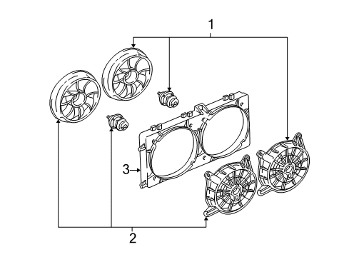 1997 Buick Park Avenue Cooling System, Radiator, Water Pump, Cooling Fan Shroud Kit-Engine Electric Coolant Fan Diagram for 12362553