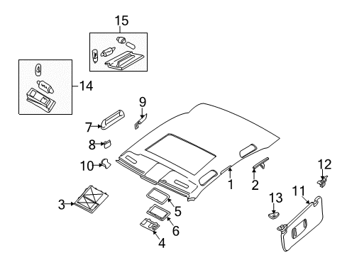 1995 BMW 740iL Interior Trim - Roof Left Head Lining Bracket Diagram for 51448162719