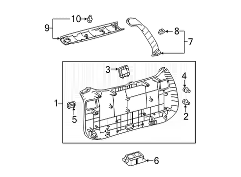 2022 Toyota Corolla Cross Interior Trim - Lift Gate Upper Trim Panel Diagram for 64790-0A100-C0