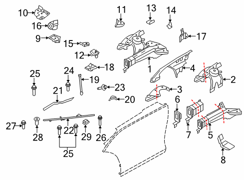 2009 BMW Z4 Structural Components & Rails Mounting, Suspension Cross-Brace, Middle Diagram for 41117224927
