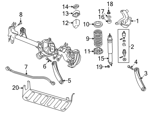 1999 Jeep Grand Cherokee Front Axle, Lower Control Arm, Upper Control Arm, Stabilizer Bar, Suspension Components Lower Control Arm Diagram for 52088208AE