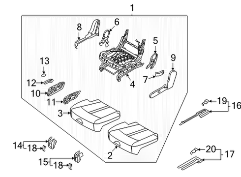 2021 Kia Sorento Second Row Seats Pad Assembly-Rear Seat C Diagram for 89251R5000