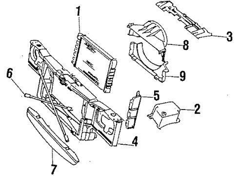 1985 Oldsmobile Cutlass Supreme Radiator & Components, Cooling Fan Shroud, Radiator Fan Lower Diagram for 25506412