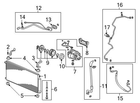 2008 Honda CR-V A/C Condenser, Compressor & Lines Motor, Cooling Fan Diagram for 38616-RZA-A01