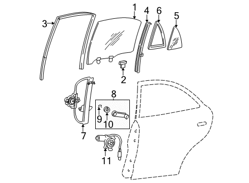 2001 Hyundai Accent Rear Door Channel Assembly-Rear Door Division Diagram for 83520-25000