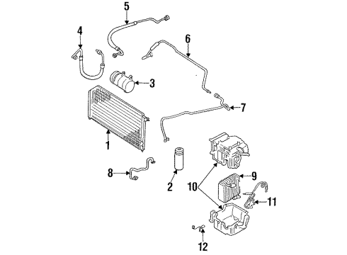 1990 Nissan Maxima Condenser, Compressor & Lines, Evaporator Components Cooling Unit Diagram for 27270-85E02