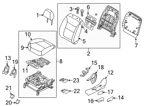 2015 Kia Sorento Heated Seats Front Seat Cushion Driver Covering Diagram for 881801U600BD6