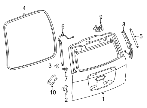 2016 Chevrolet Suburban Lift Gate Lift Gate Diagram for 23349178