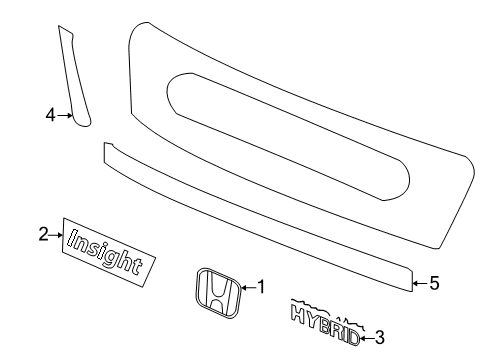 2004 Honda Insight Exterior Trim - Lift Gate Sticker, Rear (G-E Hybrid) Diagram for 75731-S3Y-A00