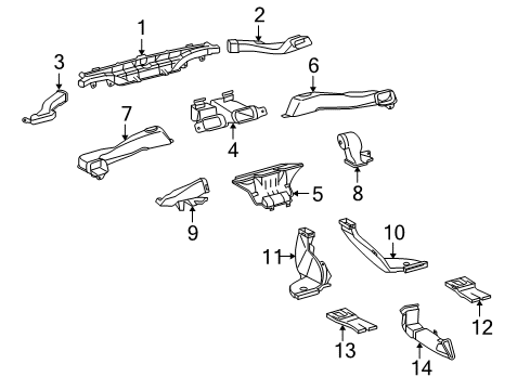 2011 Lexus GX460 Ducts Duct, Heater To Register Diagram for 55845-60130