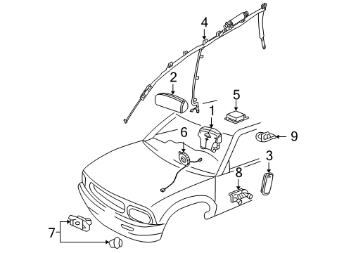 2007 Buick Rainier Air Bag Components Front Sensor Diagram for 10369566