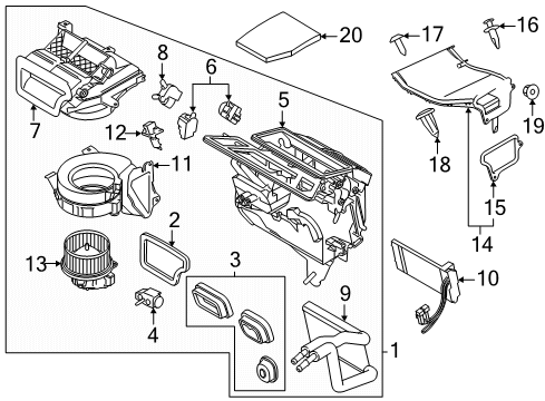 2020 Ford Transit-150 Air Conditioner Inlet Duct Diagram for CK4Z-19A618-B