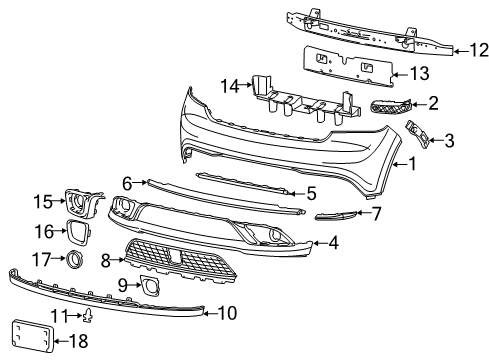 2015 Dodge Durango Front Bumper Bezel-Adaptive Cruise Control Diagram for 5113668AB