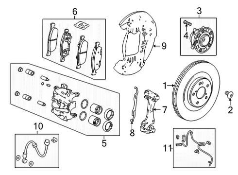 2022 Acura MDX Front Brakes ANCHOR Diagram for 45010-TYA-A02