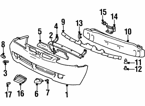1999 Hyundai Elantra Front Bumper Screw-Retainer Diagram for 86595-35000