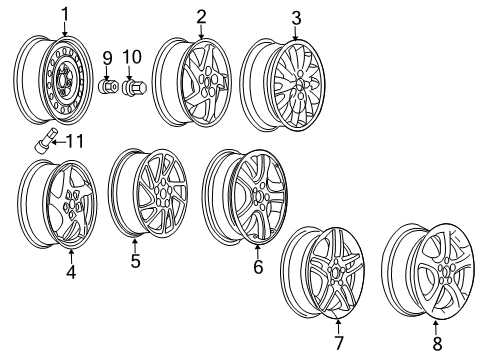 2005 Pontiac Grand Prix Wheels Wheel Rim-17X6.5J Aluminum 52Mm Outside 115.0 Bellcrank *Polished Diagram for 9595977