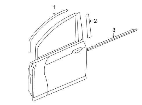 2007 Honda Fit Exterior Trim - Front Door Molding Assy., L. FR. Door Diagram for 72450-SAA-013