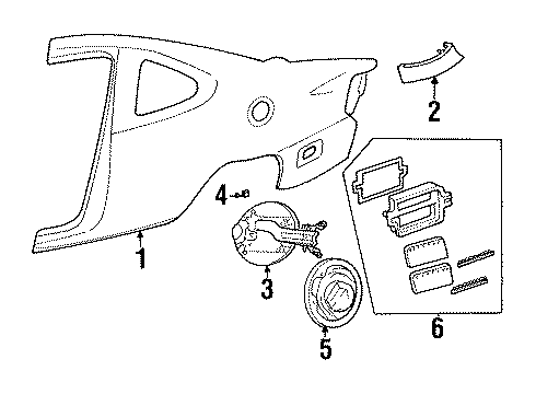 2000 Ford Escort Quarter Panel & Components Fuel Pocket Diagram for YS4Z-6327936-AA