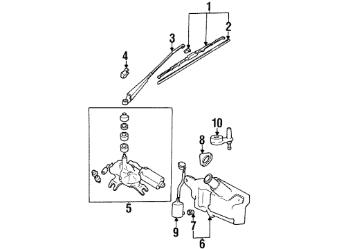 2000 Hyundai Elantra Wiper & Washer Components Rear Washer Nozzle Assembly Diagram for 98930-29600