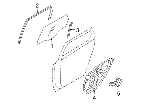 2007 Hyundai Veracruz Rear Door Glass-Rear Door Window, LH Diagram for 83411-3J020