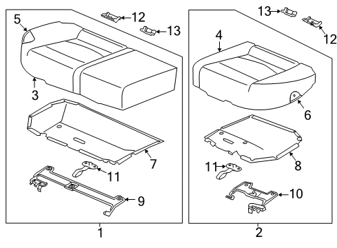 2013 Kia Forte Rear Seat Components Pad Assembly-Rear Seat Cushion Diagram for 891501M100