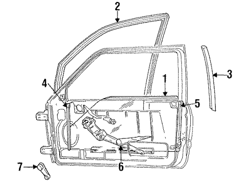 2000 Dodge Ram 2500 Front Door - Glass & Hardware Seal-B-Pillar Diagram for 55135304