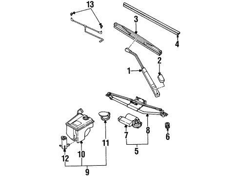 1997 Saturn SL Rear Wipers Frame Asm, Windshield Wiper Trans Diagram for 21051409