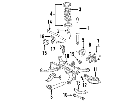 2006 Pontiac Torrent Rear Axle, Lower Control Arm, Upper Control Arm, Stabilizer Bar, Suspension Components Bushing-Rear Suspension Upper Control Arm Diagram for 22689678