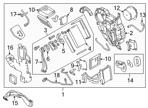 2011 Nissan Quest Auxiliary Heater & A/C Mode Actuator Assembly Diagram for 27741-1JA0A