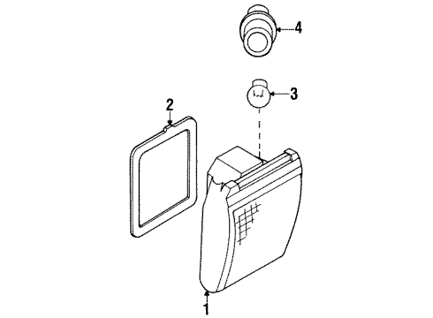 1993 Nissan Sentra Bulbs Socket & Back Cover Assembly, R Diagram for 26551-50Y01