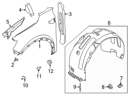 2021 Kia Sorento Fender & Components Guard Assembly-Front WHE Diagram for 86812R5000