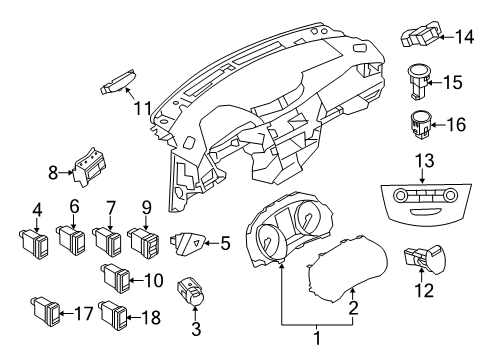 2017 Nissan Rogue Switches Warning Assy-Instrument, A Diagram for 25020-4BA0A