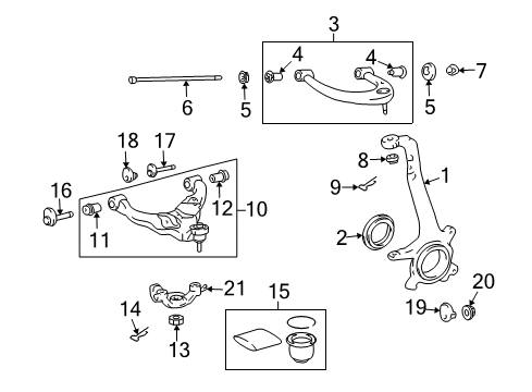 2017 Lexus GX460 Front Suspension Components, Lower Control Arm, Upper Control Arm, Ride Control, Stabilizer Bar Adjust Cam Diagram for 48190-60041