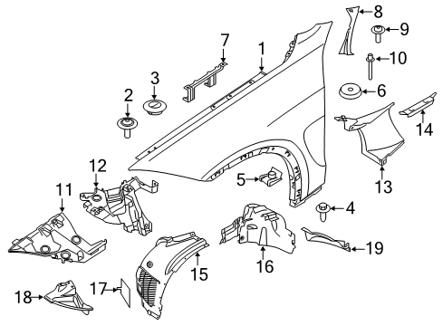 2017 BMW X6 Fender & Components Bracket, Side Panel, Centre Left Diagram for 51647294551