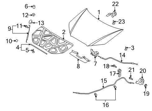 2011 Hyundai Elantra Hood & Components Handle Assembly-Hood Latch Release Diagram for 81181-3F000-RY