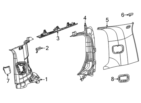 2022 Jeep Wagoneer Interior Trim - Quarter Panels PANEL-C PILLAR Diagram for 7FL98TX7AA