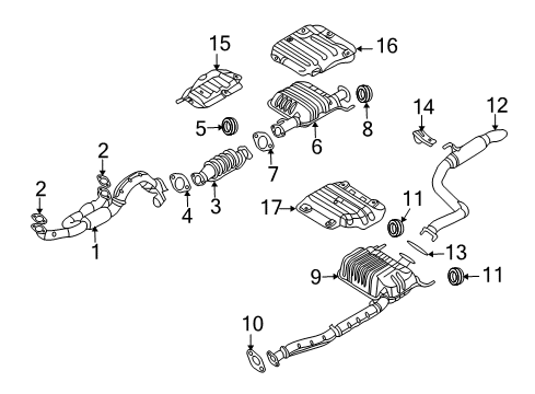 2007 Hyundai Entourage Exhaust Components Tail Pipe Diagram for 287504D100