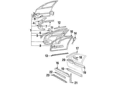 1993 Buick Regal Front Door & Components, Exterior Trim Molding-Front Side Door Edge Guard *Silver Diagram for 10141775