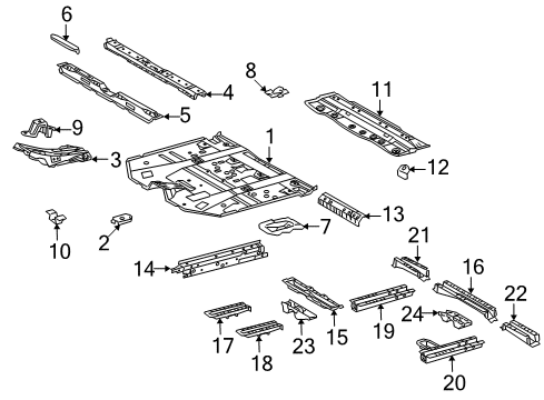 2010 Lexus RX350 Pillars, Rocker & Floor - Floor & Rails Pan, Front Floor Diagram for 58111-0E901